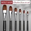 Set professionale di 6 pennelli in pelo di donnola per pittura acrilica e olio su legno - Set di 6 Pennelli in Pelo di Donnola (Taglie Pari 2-12)