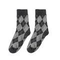 Klassische graue Kniestrümpfe mit Rautenmuster im japanischen Retro-Stil für den Winter - Einheitsgröße / Graue Raute