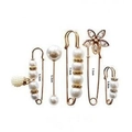5-piece gold brooch set with artificial pearls and rhinestones for waist adjustment - No. 41 5-Piece Set