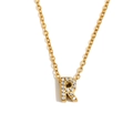 Collana in acciaio placcato oro 18K con ciondolo lettera R e diamanti lucenti - Oro - Lettera R