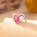 Pendiente de acero de titanio plateado con circonita rosa de corazón de 8mm - Estilo Corazón Rosa Rojo Claro (A350-4#) / 8mm (Pieza Única)