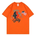 T-shirt orange à manches courtes avec imprimé Happy 4th of July et drapeau américain - Orange (Happy 4th of July)
