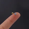 20G gold stainless steel cartilage stud with a vibrant 4mm blue zircon stone - Gold Deep Blue Zirconia (299-4#)