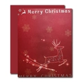 Red Merry Christmas greeting card with white reindeer graphic and matching envelope - Christmas Reindeer Blue / 20 Sheets/Pack (49x38cm) / Red