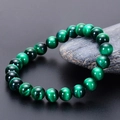 Natural green tiger eye beaded bracelet featuring polished 10mm round crystal gemstones - Natural Green Tiger Eye / 6mm