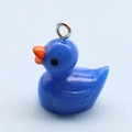Minimalist resin duck keychain charm in vibrant blue with silver metal ring attachment - Bulk Pendant / Sapphire Blue