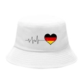 Unisex white foldable bucket hat with German flag heart and heartbeat graphic print - M / 2# Heartbeat German Flag - White