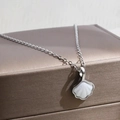 Double-layered butterfly necklace with a white shell pendant and silver link chain - Shell For Life