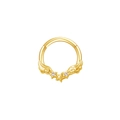Golden piercing ring featuring angel wings and star design with clear zircon stones - Star Wing / Gold