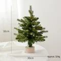 Green mini 30cm desktop Christmas tree with warm LED lights and wooden base - With LED Lights / 30cm