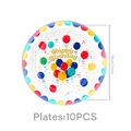 Colorful dot balloons Happy Birthday 7 inch paper plates 10 piece party dinnerware set - 7-Inch Plates