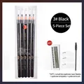 5-piece waterproof pull-line eyebrow pencil set in 03 Black with grooming tools - 5pcs Set (Inc. Knife/Card/Brush) / 03# Black