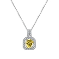 925 sterling silver necklace with square pendant featuring a 1ct yellow moissanite stone - 1 Carat, 6.5mm / Yellow