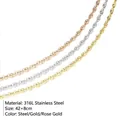 Minimalistische 18K vergoldete 316L Edelstahl-Halsketten in drei verschiedenen Metalltönen - Stahlfarben