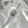 Orologio quadrato da donna minimalista con cassa oro rosa e cinturino in silicone grigio - Cinturino Grigio Cassa Oro Rosa