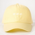 Pale yellow cotton baseball cap with white coconut tree embroidery for outdoor sun protection - One Size / Light Yellow (White Coconut Tree)