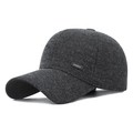 Dunkelgraue Winter-Basecap für Herren aus Wollmischung mit Ohrenklappen und SPORT-Logo - Grau / Verstellbar