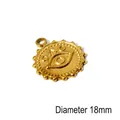 18k gold plated stainless steel evil eye pendant with 18mm diameter sunburst design - 18mm Dotted Border Eye