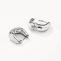 Minimalist S925 sterling silver hoop earrings with a sleek wave geometric design for women - Style A / 925 Silver / Silver