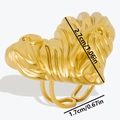 Gold plated stainless steel ring featuring a textured heart design and adjustable band - Open Ring / Gold - Textured Heart