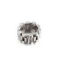 Pulsera clásica para hombre de acero inoxidable plateado con diseño de correa de reloj - Talla 7 / Anillo de Acero