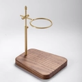 Support filtre à café réglable en laiton avec socle élégant en bois massif - Noyer Noir