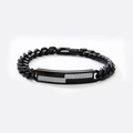 Men's black Cuban link bracelet with carbon fiber inlay and stainless steel plating - Industrial Carbon Fiber / Black