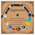 Handmade Sagittarius blue sandstone bead bracelet with adjustable black braided rope - Sagittarius-Braided Cord