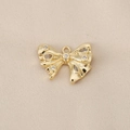 Detailed macro view of an 18K gold plated bow pendant with sparkling zirconia crystals - Teardrop Zirconia Bow (PJ0160) / Gold