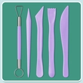 5-piece purple clay sculpting and modeling tool set on a professional green background - [5-piece Plastic Clay Tool Set] Macaroni Purple