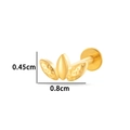 Golden titanium heart-shaped labret stud with hammered texture for lip and ear piercing - Leaf Shape (T2512-7#) / Gold