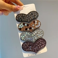Set of 4 luxury heart-shaped rhinestone hair clips in grey champagne silver and purple - Heart
