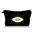 Λεπτομέρεια μαύρου νεσεσέρ με τύπωμα Evil Eye σε μπλε και χρυσό χρώμα και μεταλλικό φερμουάρ - Μαύρο Evil Eye Μπλε Κίτρινο