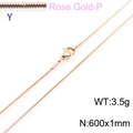Rose gold minimalist snake chain necklace with lobster clasp, 600x1mm size - Rose Gold 1.0mm Snake Chain (KN203725-Z)