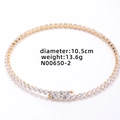 Gold choker necklace with colorful zircon micro-pave diamonds and rhinstone details - Gold White Diamond
