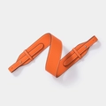 Orange lychee leather short shoulder strap with white contrast stitching and silver buckle - Orange Silver Buckle