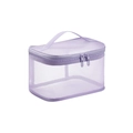 Portable purple mesh toiletry bag with double zipper and top handle for travel - Single Layer / Purple