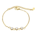 Bracciale in acciaio inossidabile dorato per donna con tre pietre di zircone verde - Tre Pietre Oro