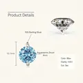 925 Sterling Silver necklace featuring 8mm blue aquamarine zircon with VVS1 clarity - 2ct Aquamarine Color Zircon Necklace