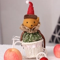 Weihnachts-Geschenkbeutel mit Teddybär-Motiv und grünem Stoffbeutel für Geschenke - Weihnachtsbär Apfeltasche
