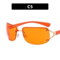 Gafas de sol Y2K sin montura con lentes naranjas y pedrería en acabado dorado C5 - Naranja