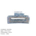 Blue marble acetate hair claw clip with rhinestones and metal D decoration, 10cm - Light Blue