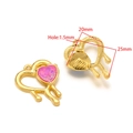 Golden heart pendant with pink gemstone and 25mm dimensions for DIY jewelry - 20*25mm Hollow Heart - Pink