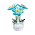Exquisite crystal blue five-petal flower figurine in a transparent faceted vase - Maple Leaf Flower-Lake Blue