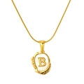Collar de cadena de serpiente dorada en acero con colgante de nácar letra B - Letra B (S-P035-B)