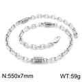 Bracciale geometrico in acciaio inossidabile argento con maglie a O da 550x7mm e 59g - Collana (KN198134-KLHQ) / Color Acciaio
