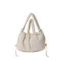 Minimalistische beige gesteppte Nylon-Einkaufstasche mit Kordelzug und weichem Griff - Einheitsgröße / Weiß