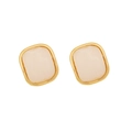 Pendientes cuadrados vintage en colores pastel con borde dorado e incrustación de resina - Blanco