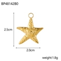 Golden starfish pendant charm in stainless steel, dimensions 2.5cm by 2.0cm, weight 1.8g - Gold Five-pointed Starfish (BP48142B0)