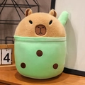 Green bubble tea capybara plush toy in soft velvet material for kids gift - Green / 20cm
